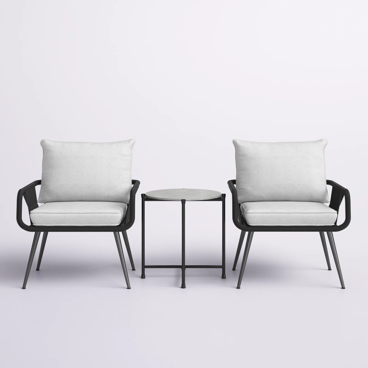 Amore Outdoor Patio Set| Durable Garden Furniture-2 Chairs + 1 Table Black Braided & Rope
