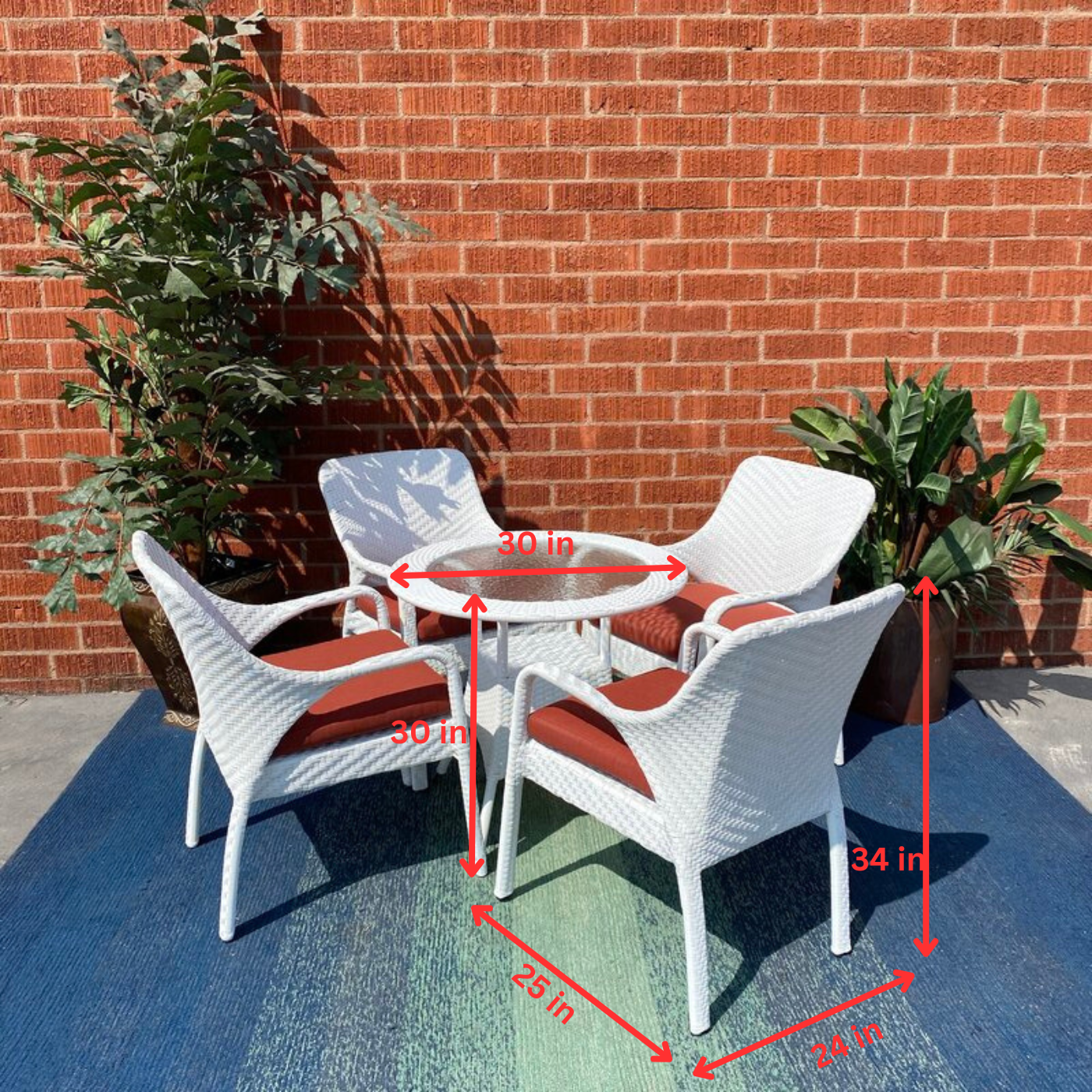 Nieves Outdoor Patio Set| Durable Garden Furniture-4 Chairs + 1 Table White