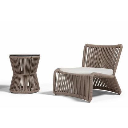 Ioann Outdoor Patio Set| Durable Garden Furniture-2 Chairs + 1 Table Braided and Rope Light Brown
