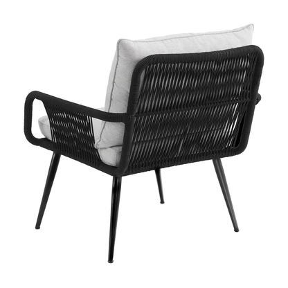 Amore Outdoor Patio Set| Durable Garden Furniture-2 Chairs + 1 Table Black Braided & Rope
