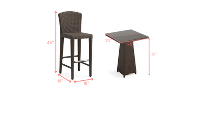 Ayano Outdoor Bar Set| Durable Garden Furniture-2 Chairs + 1 Table Brown