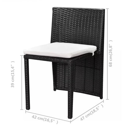 Nieves Outdoor Patio Set| Durable Garden Furniture-2 Chairs + 1 Table Black
