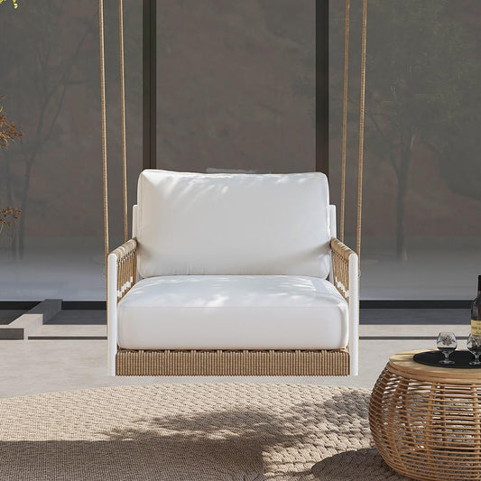 Frei Single Seater Hanging Swing| Without Stand For Outdoor (Honey) Braided and Rope