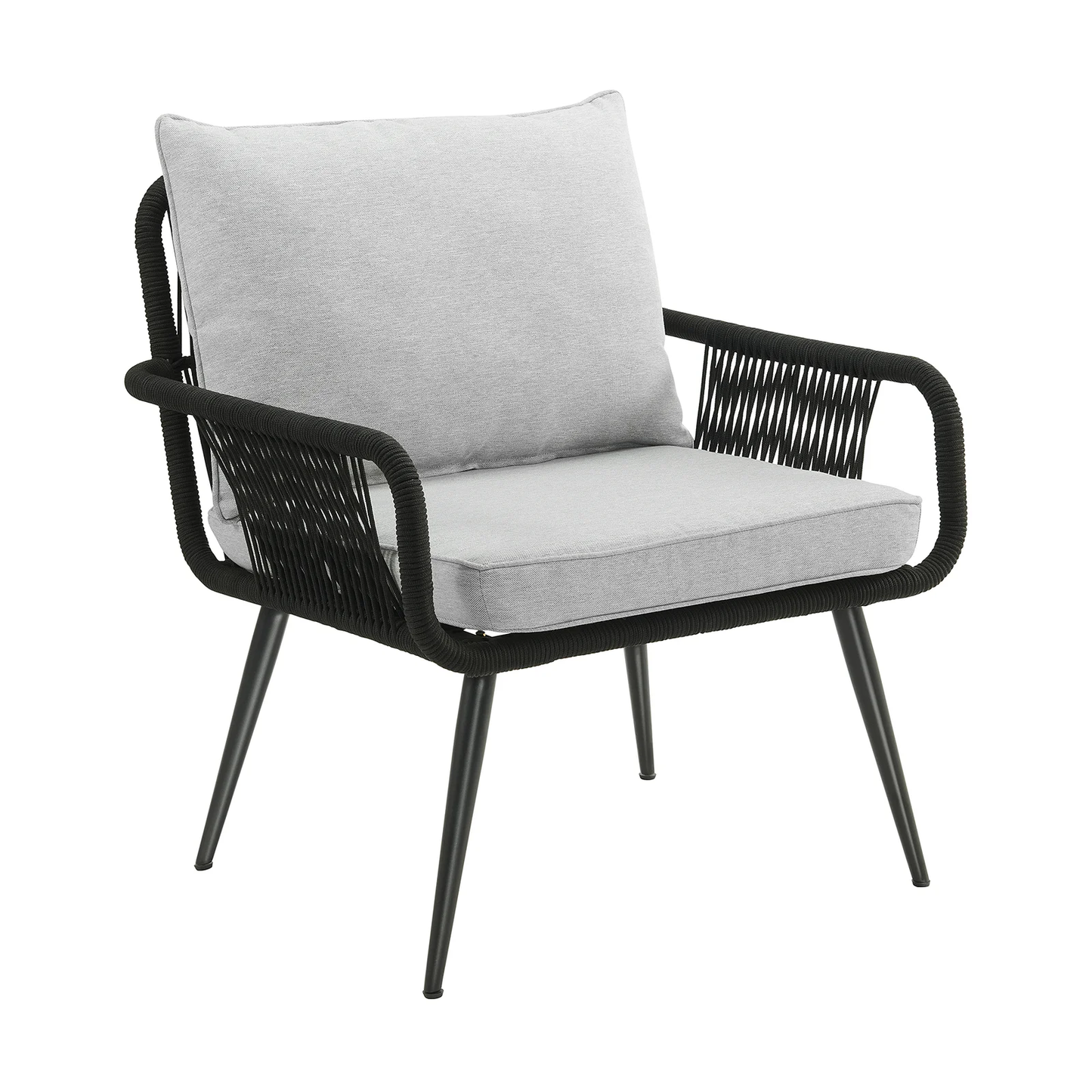 Amore Outdoor Patio Set| Durable Garden Furniture-2 Chairs + 1 Table Black Braided & Rope