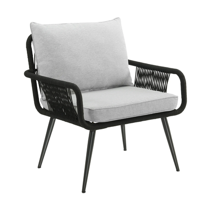 Amore Outdoor Patio Set| Durable Garden Furniture-2 Chairs + 1 Table Black Braided & Rope