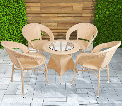 Jerez Outdoor Patio Set| Durable Garden Furniture-4 Chairs + 1 Table Cream
