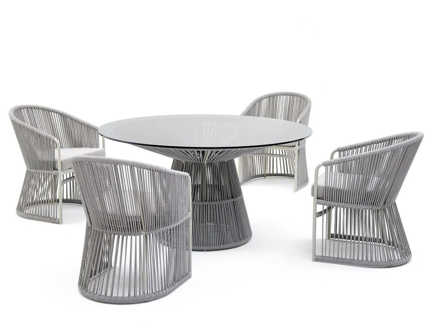 Roth Outdoor Patio Set| Durable Garden Furniture-4 Chairs + 1 Table Braided And Rope Grey