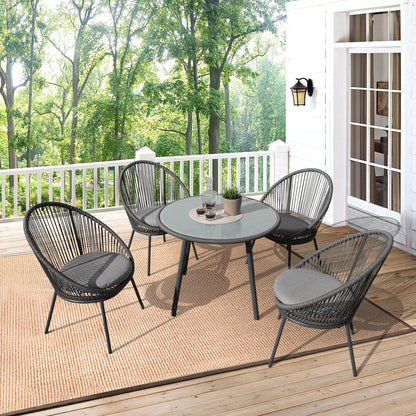 Perea Outdoor Patio Set| Durable Garden Furniture-4 Chairs + 1 Table Grey
