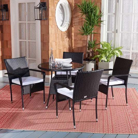Trini Outdoor Patio Set| Durable Garden Furniture-4 Chairs + 1 Table Black