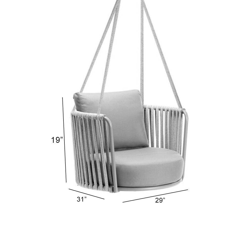 Carl Single Seater Hanging Swing| Without Stand For Outdoor (Grey) Braided and Rope