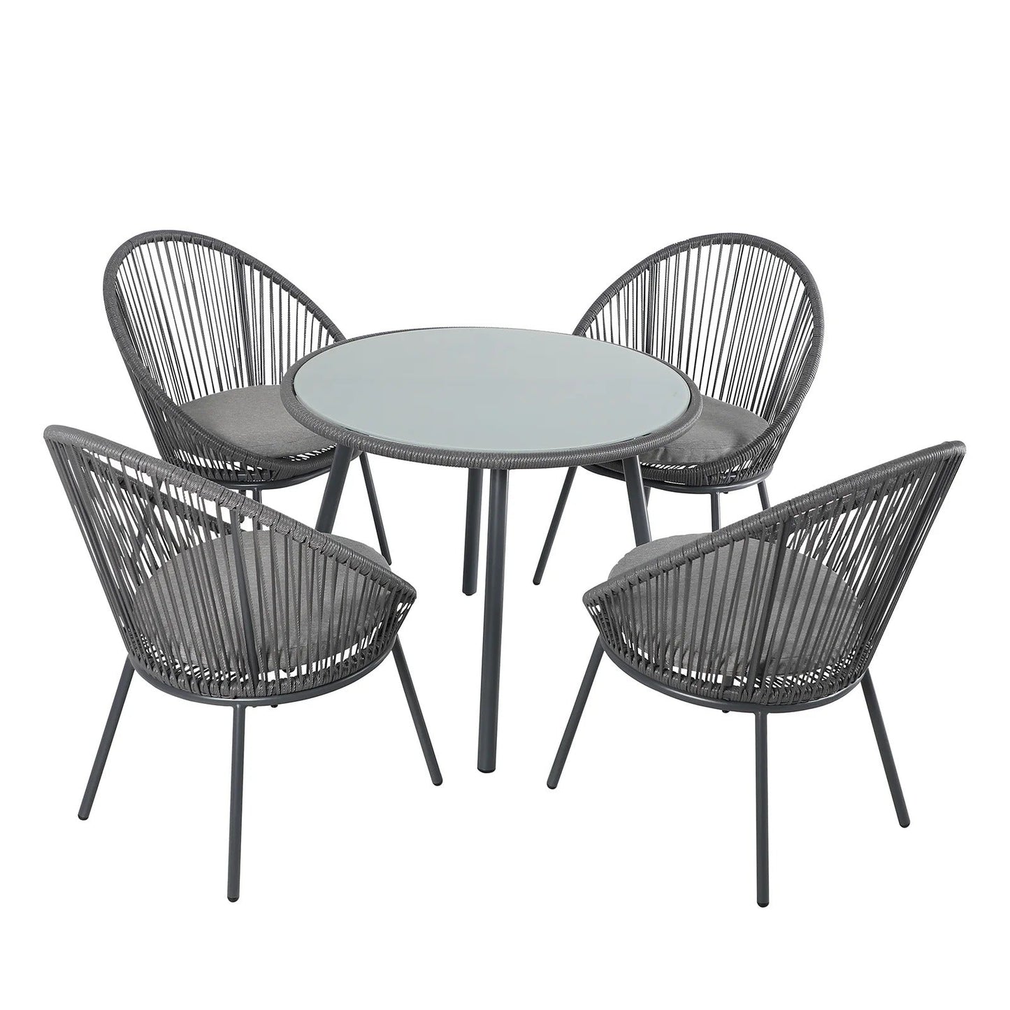 Perea Outdoor Patio Set| Durable Garden Furniture-4 Chairs + 1 Table Grey