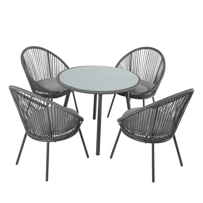 Perea Outdoor Patio Set| Durable Garden Furniture-4 Chairs + 1 Table Grey