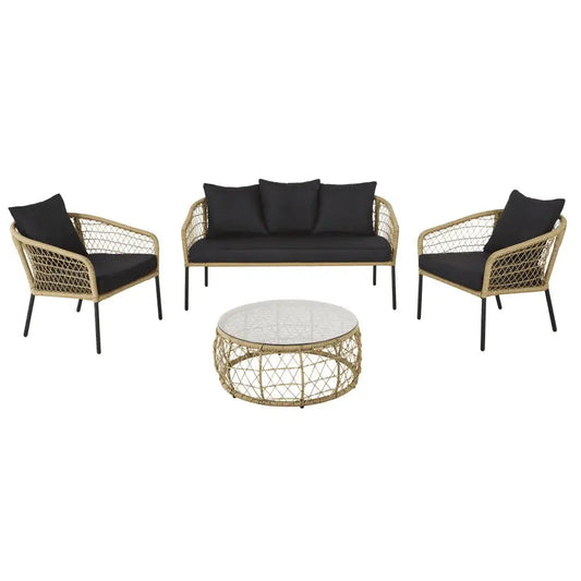 Ceylan Outdoor Garden Balcony 5 Seater Sofa Set- Honey