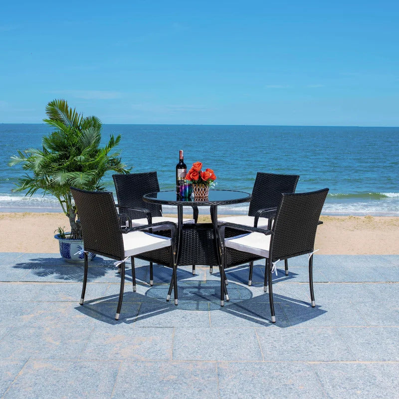 Trini Outdoor Patio Set| Durable Garden Furniture-4 Chairs + 1 Table Black