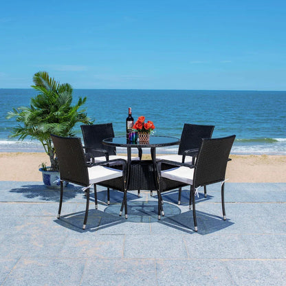 Trini Outdoor Patio Set| Durable Garden Furniture-4 Chairs + 1 Table Black