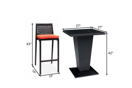 Mika Outdoor Bar Set| Durable Garden Furniture-2 Chairs + 1 Table Black