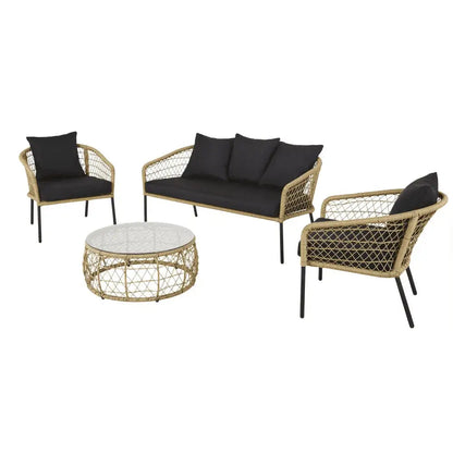 Ceylan Outdoor Garden Balcony 5 Seater Sofa Set- Honey