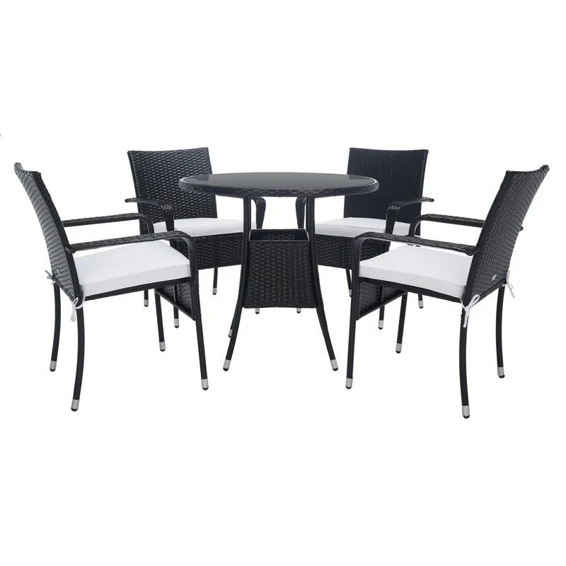 Trini Outdoor Patio Set| Durable Garden Furniture-4 Chairs + 1 Table Black