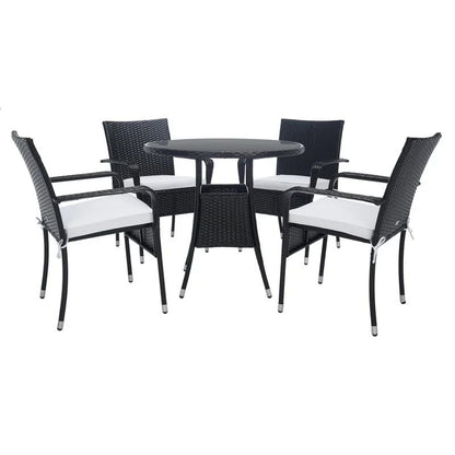 Trini Outdoor Patio Set| Durable Garden Furniture-4 Chairs + 1 Table Black