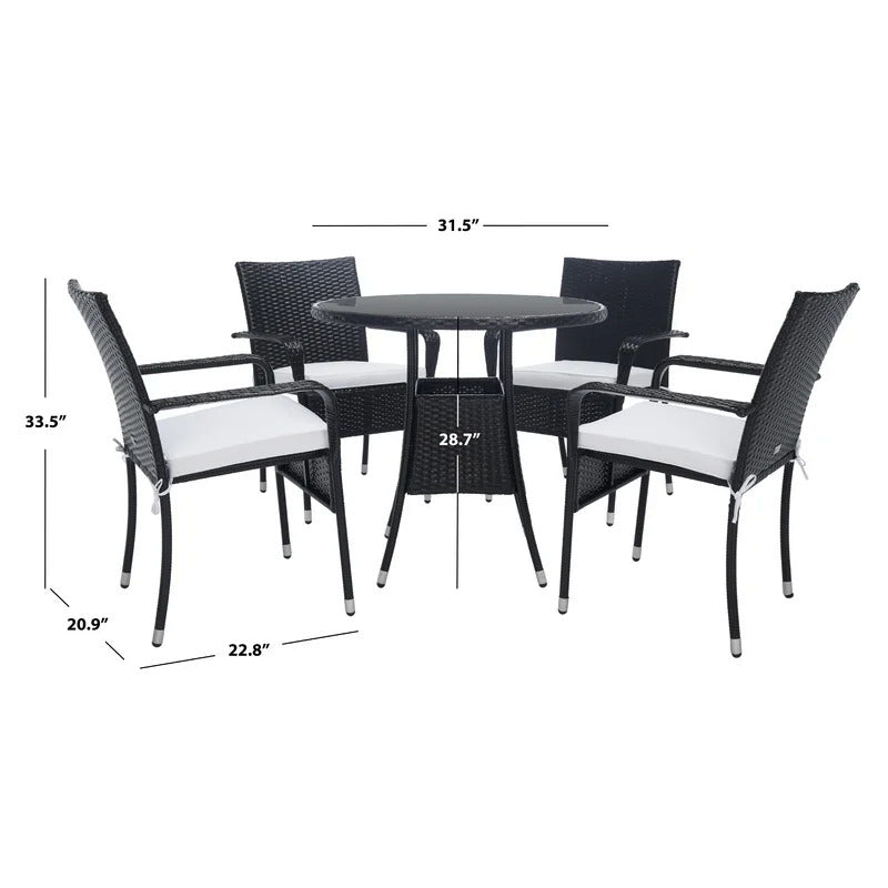 Trini Outdoor Patio Set| Durable Garden Furniture-4 Chairs + 1 Table Black
