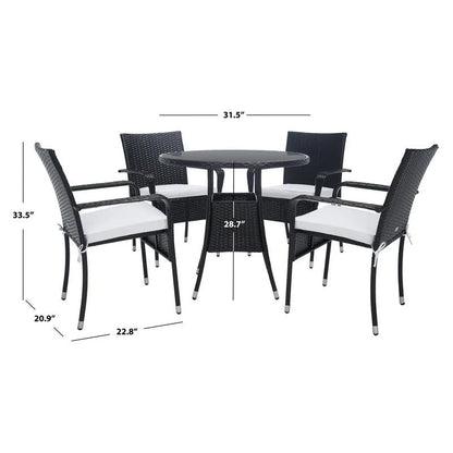 Trini Outdoor Patio Set| Durable Garden Furniture-4 Chairs + 1 Table Black