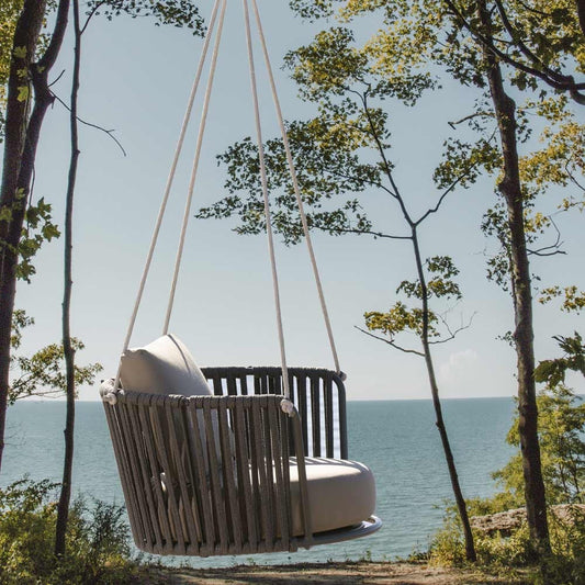 Carl Single Seater Hanging Swing| Without Stand For Outdoor (Grey) Braided and Rope