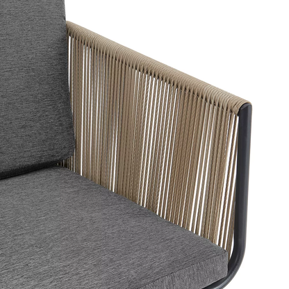Enrico Outdoor Patio Set| Durable Garden Furniture-2 Chairs + 1 Table Beige Braided & Rope