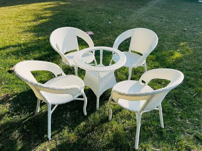 Vallez Outdoor Patio Set| Durable Garden Furniture-4 Chairs + 1 Table White