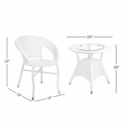 Vallez Outdoor Patio Set| Durable Garden Furniture-4 Chairs + 1 Table White