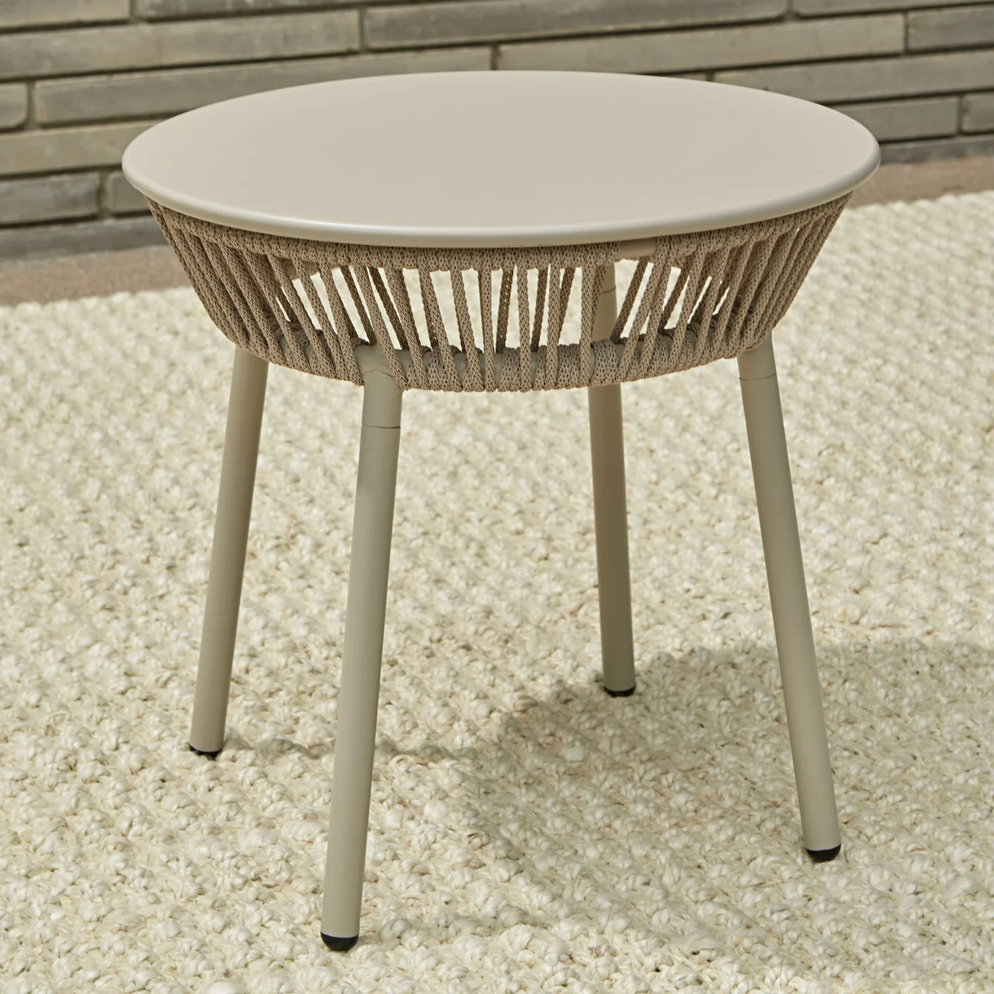 Pico Outdoor Patio Set| Durable Garden Furniture-2 Chairs + 1 Table Beige Braided & Rope