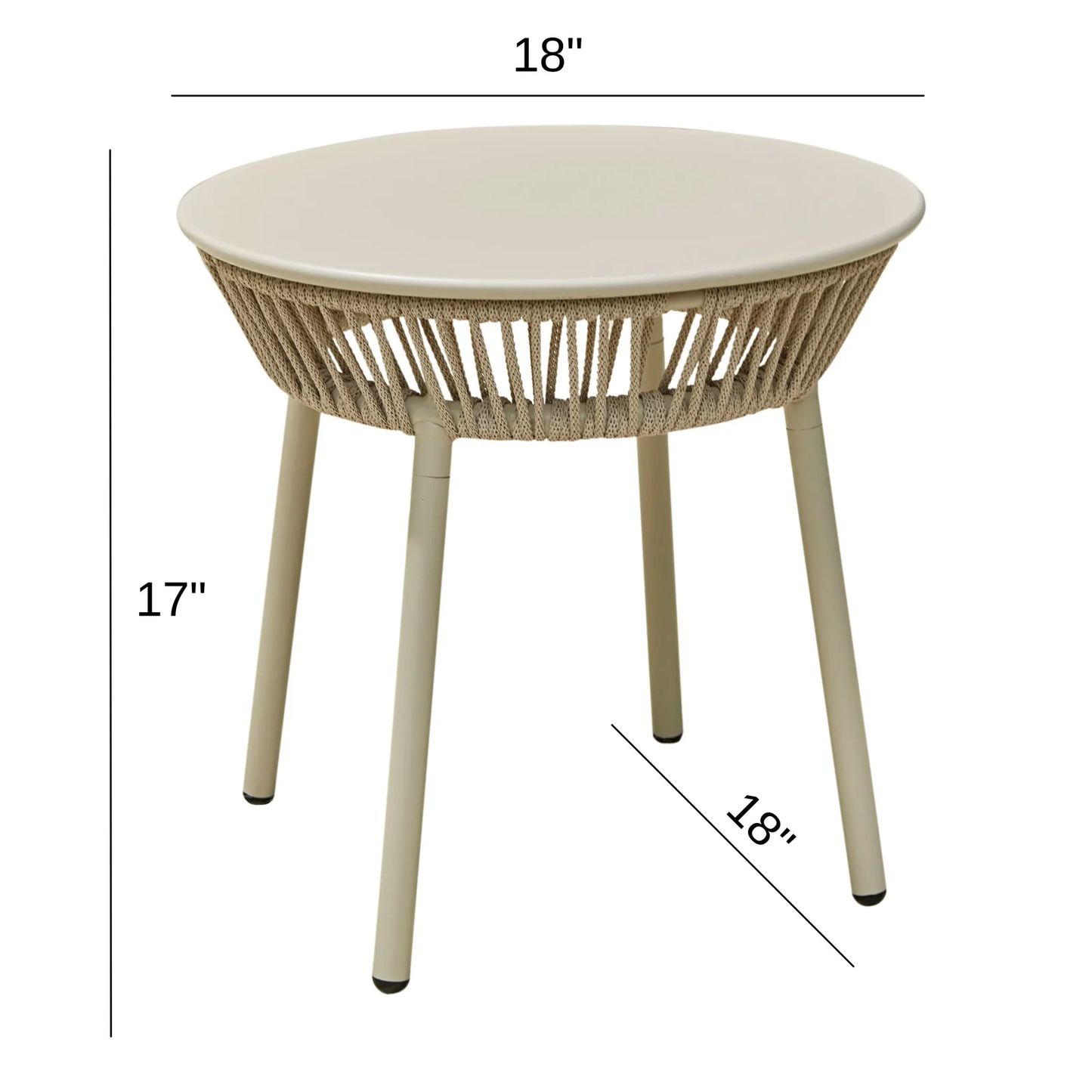 Pico Outdoor Patio Set| Durable Garden Furniture-2 Chairs + 1 Table Beige Braided & Rope