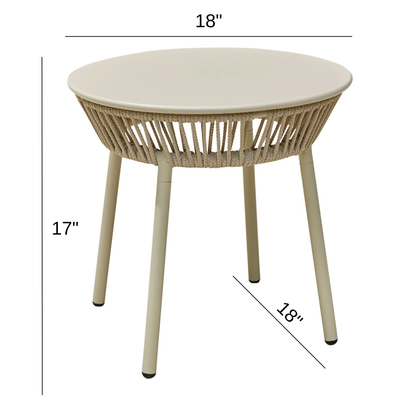 Pico Outdoor Patio Set| Durable Garden Furniture-2 Chairs + 1 Table Beige Braided & Rope