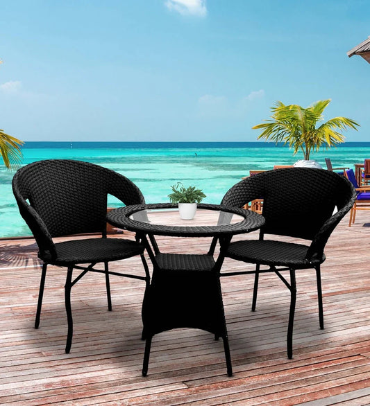 Caldera Outdoor Patio Set| Durable Garden Furniture-2 Chairs + 1 Table Black